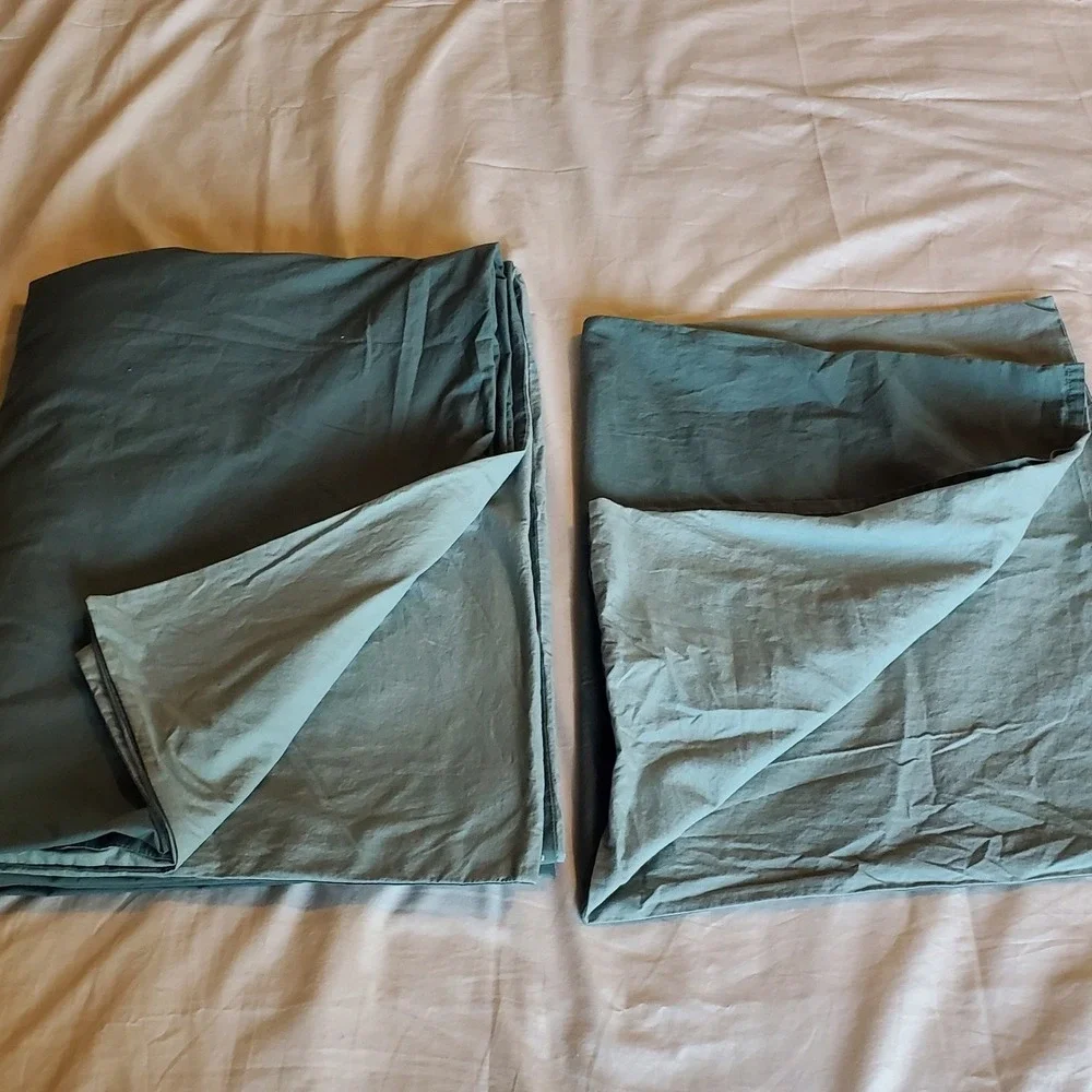 IKEA Strandtall Reversible Green Sage Duvet Cover and Pillowcase Set Twin XL